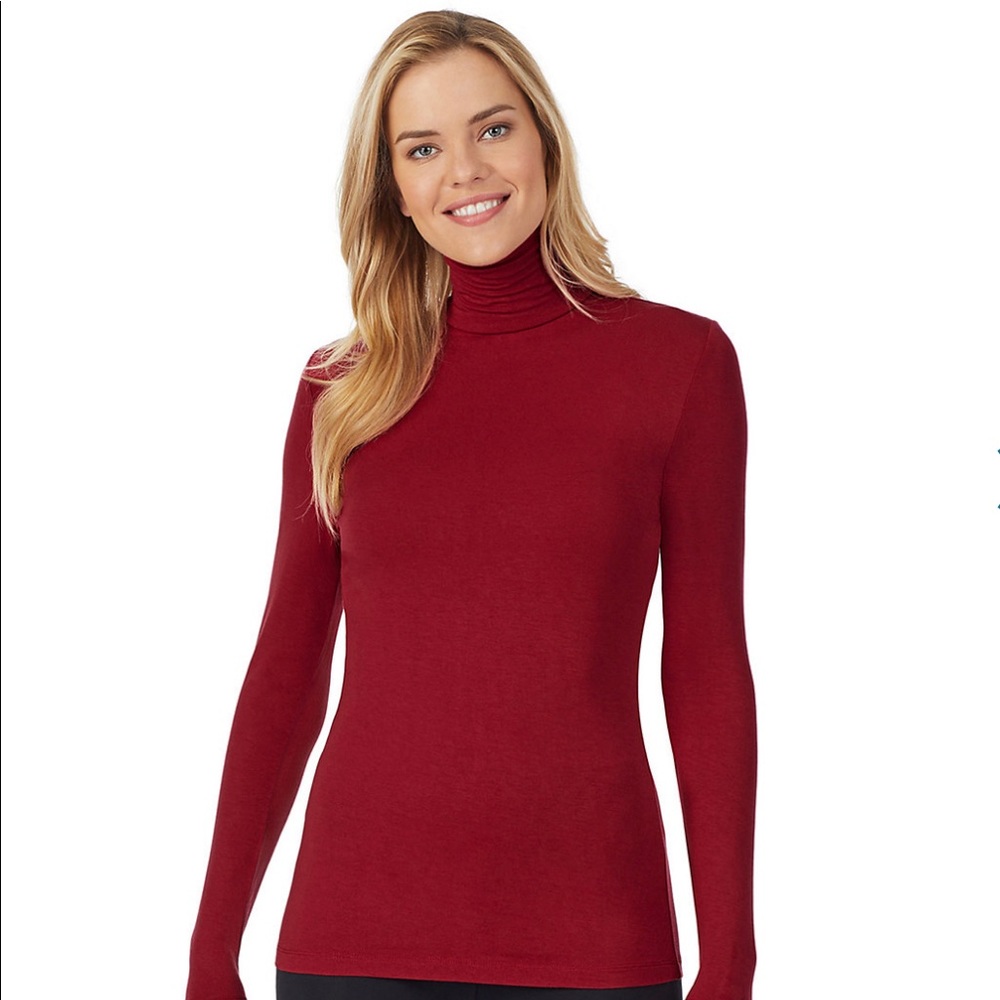 NWT Cuddl Duds Softwear w/ Stretch Long Sleeve Turtle Neck in Crimson S: XS